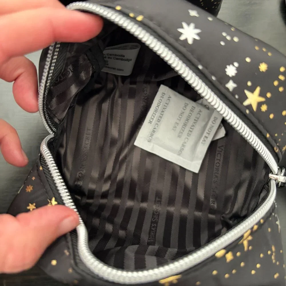 Victoria's Secret Black Clear Cosmetic Train Case with Gold Star Print - Picture 8 of 9